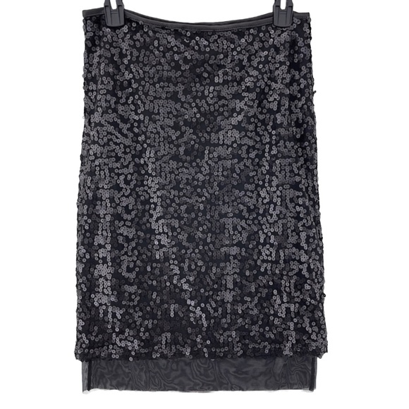 Bar III Sequin Pencil Midi Skirt with Tulle - Picture 2 of 10